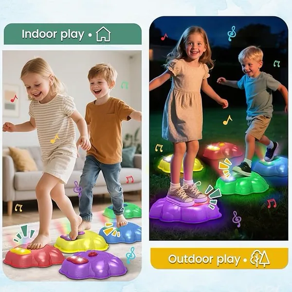 YR337276 Light up Plastic Stepping Stones for Kids Sensory Motor Skil