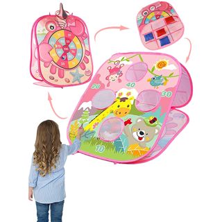 Kids Foldable Indoor Outdoor Cornhole Board Game Ring Toss Yard Beach Toys Bean Bag Toss Game