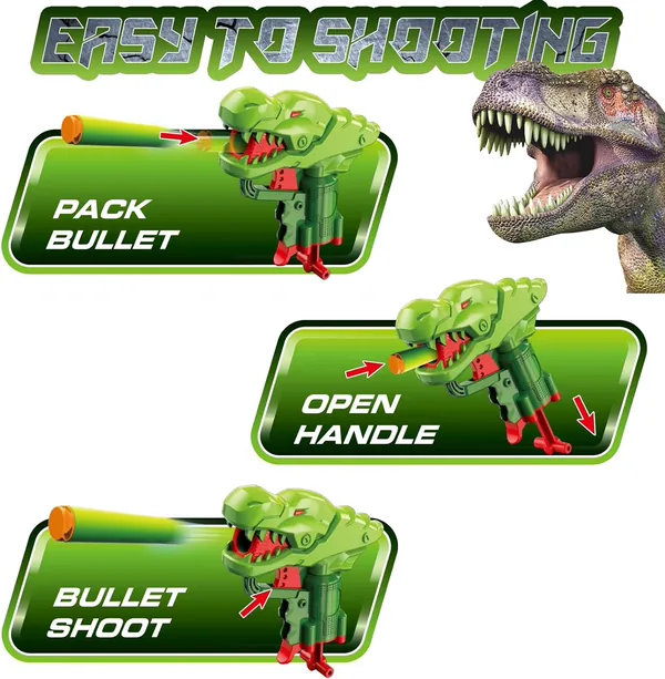 YR283324 Small Dinosaur Foam Blasters for Toddlers Soft Bullet Gun Co