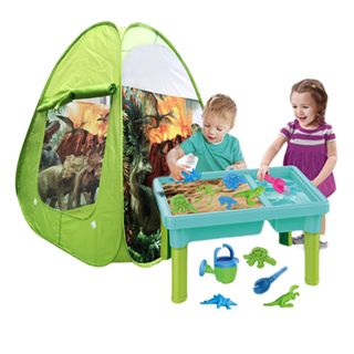 Summer Outdoor Toddler Sand & Water Table Beach Toys Set with Play Tent for Kids