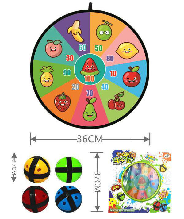 YR305143-Outdoor Toy 36cm Portable Kids Dart Board Game Set Sticky Ball Toss Spor