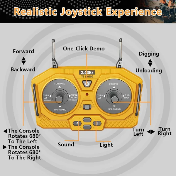 YR279120 1:20 Alloy 2.4Ghz 11 Channels Rc Excavator Toy Remote Contro