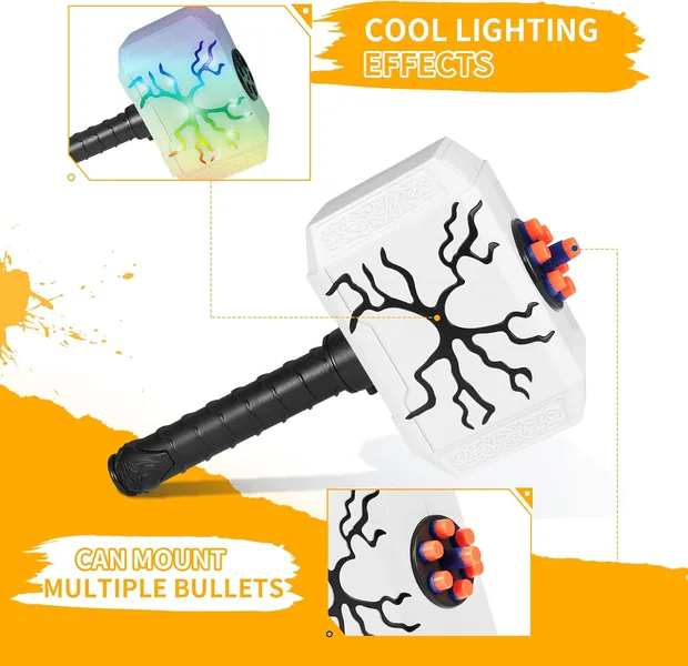 YR304604 Dart-Blasting Hammer Toy Gun with Light-up -Toys Shooting Ga