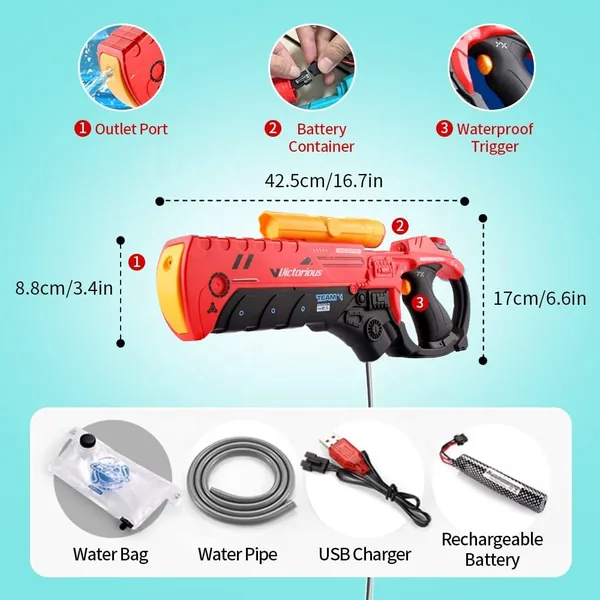 YR273128 Electric Water Gun with Backpack Modes Large Battery Powered