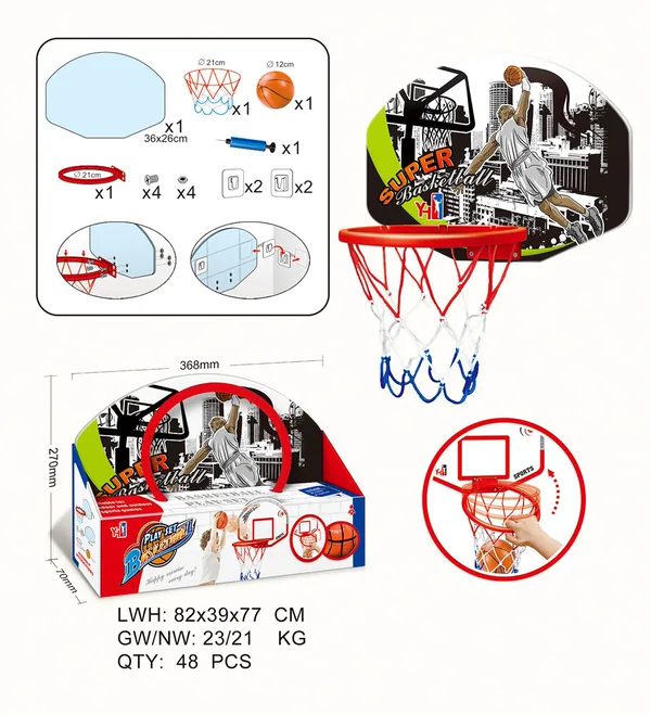 YR303674-Outdoor Toy Portable Plastic Basketball Hoop Board & Stand for Kids-Indo