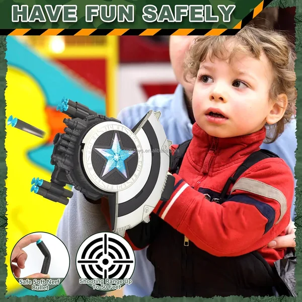 YR304606 Dart Shooting Shield Blaster with Light-up Toys Soft Bullet