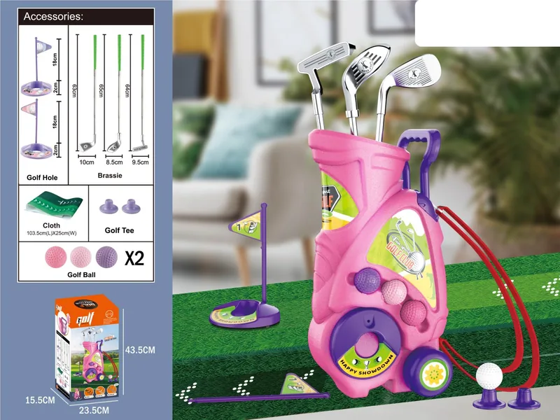 YR305849-Outdoor Toy Outdoor Sport Golf Toy Kids Golf Club Set Golf Cart With Adj