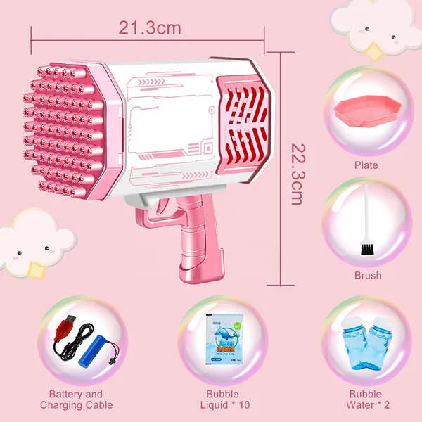 YR256371 69 Holes Electric Automatic Gatling Bazooka Bubble Gun Machi