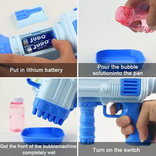 YR258237 Kids Bubble Gun Toy 32 Hole Electric AutomaticMachine Bubble