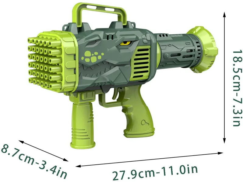 YR257804 Dinosaur Bubble Machine Gun 32 Holes Automatic Bubble Machin