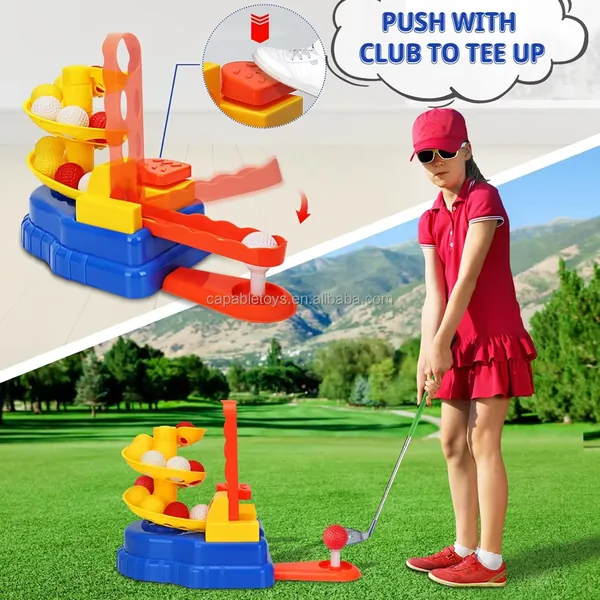 YR305382 Outdoor Golf Game Set for Children Featuring Putting Mat and