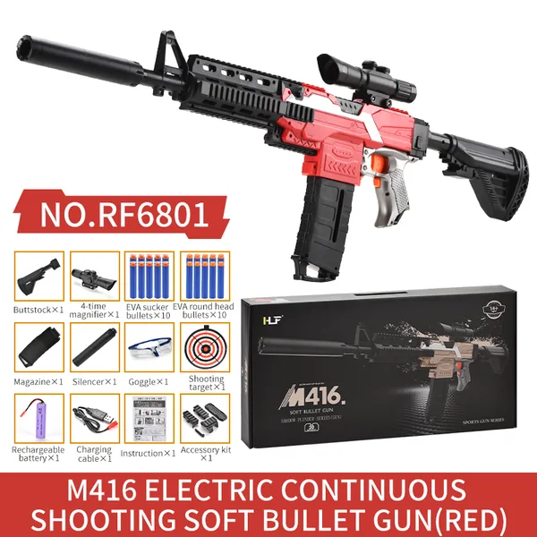 YR240867 M416 EVA Burst Soft Bullet Gun Toy for Boys Girls Outdoor Pl