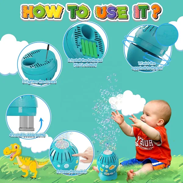 YR303097 Dinosaur Egg Machine Bubble Gun Automatic Bubble Maker for K