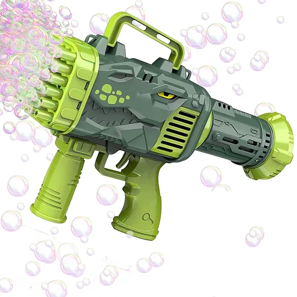 YR257804 Dinosaur Bubble Machine Gun 32 Holes Automatic Bubble Machin