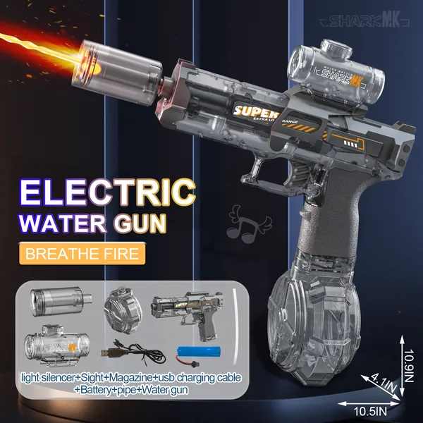 YR321205 Powerful Electric Water Gun Light-up Toys Glowing Silencer A