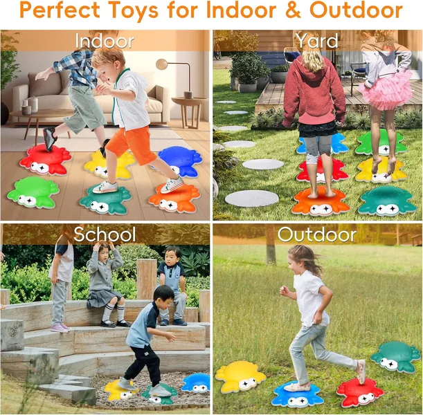 YR310004 ABS Plastic Balance Stepping Stones for Kids 6Pcs Crab Shape