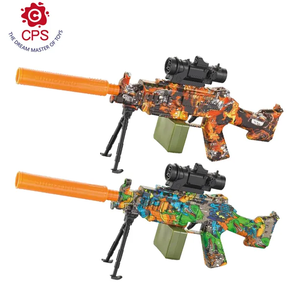 YR308569 Automatic Electric Soft Bullet Gun M249 Plastic Water Gun wi