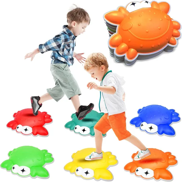 YR310004 ABS Plastic Balance Stepping Stones for Kids 6Pcs Crab Shape