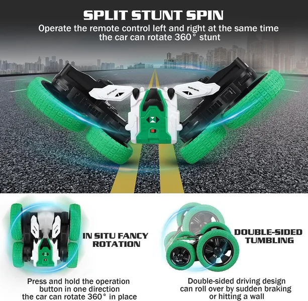 YR242666 Stunt RC Car Double-Sided Rotation 360 Flips 4WD Electric Re