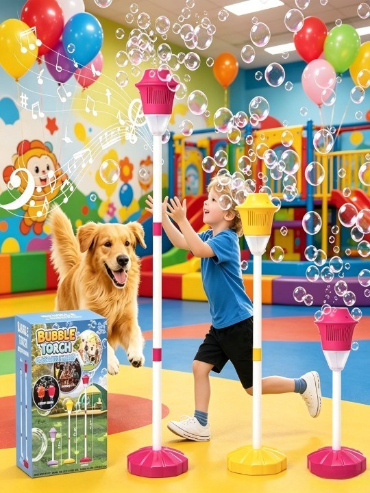 YR323716 Summer Streetlight Electric LED Kids Bubble Machine with Mus
