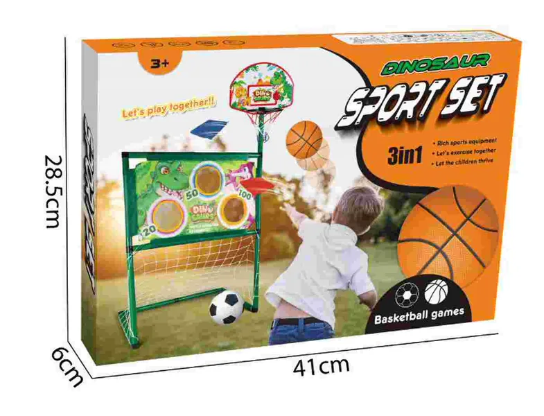 YR304914 3 in 1 Dinosaur Basketball Soccer Plastic Bean Bag Toss Game