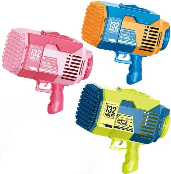 YR256633 Machine Bubble Gun for Kids Toy 132 Holes Automatic Summer O