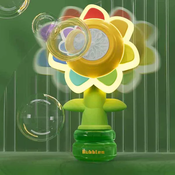 YR301109 Cute Plastic Seven-Color Flower Shaped Electric Bubble Machi