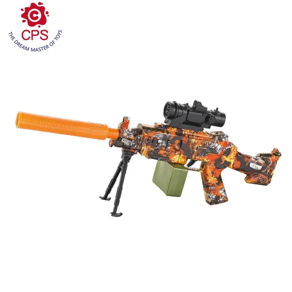 YR308569 Automatic Electric Soft Bullet Gun M249 Plastic Water Gun wi