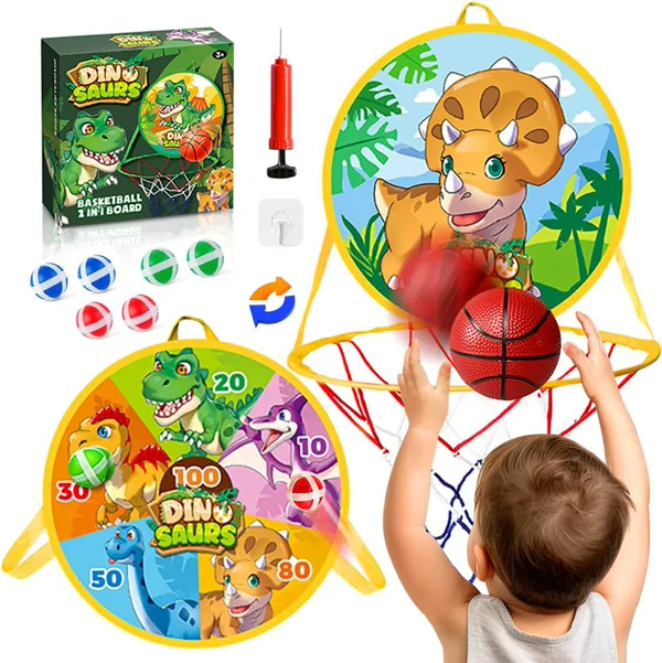 YR304955 2 in 1 Dinosaur Toys Mini Basketball Hoop for Toddler Indoor