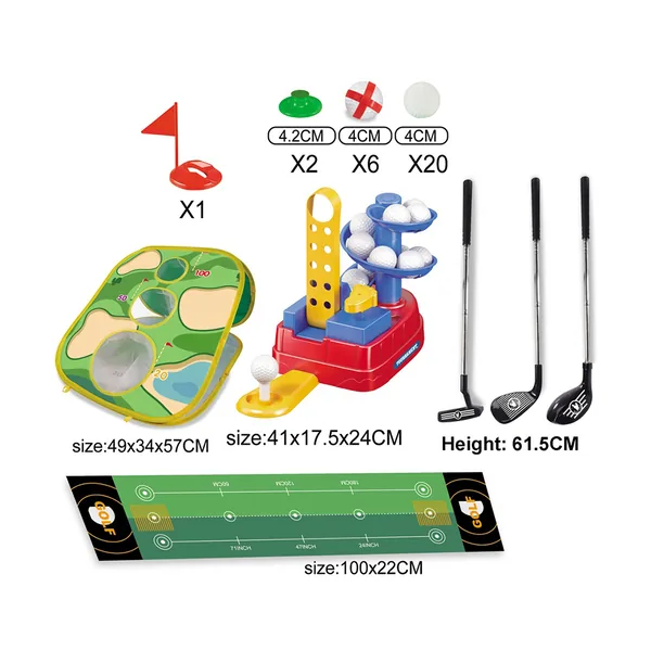 YR305382 Outdoor Golf Game Set for Children Featuring Putting Mat and