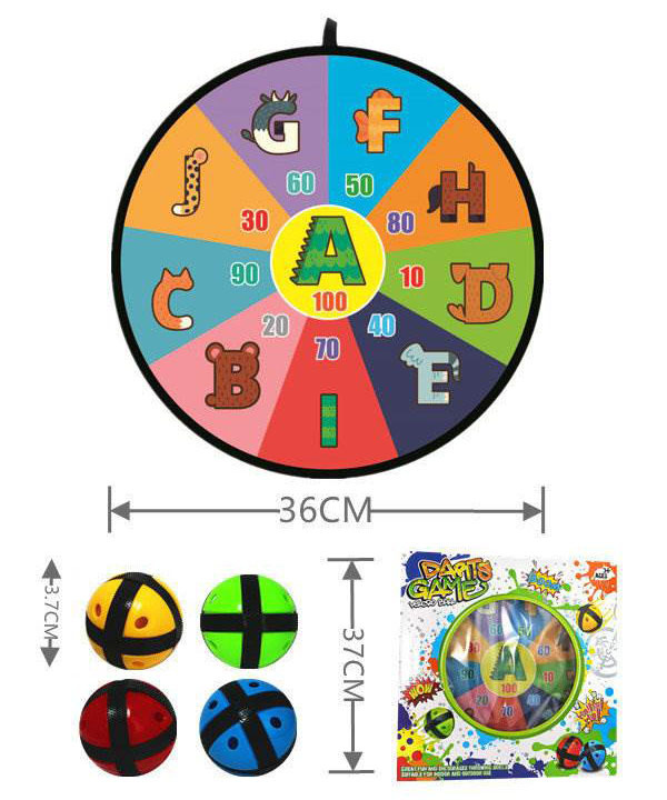 YR305143-Outdoor Toy 36cm Portable Kids Dart Board Game Set Sticky Ball Toss Spor