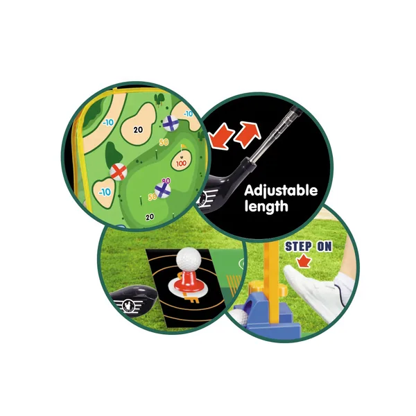 YR305382 Outdoor Golf Game Set for Children Featuring Putting Mat and