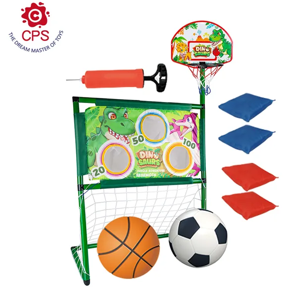 YR304914 3 in 1 Dinosaur Basketball Soccer Plastic Bean Bag Toss Game