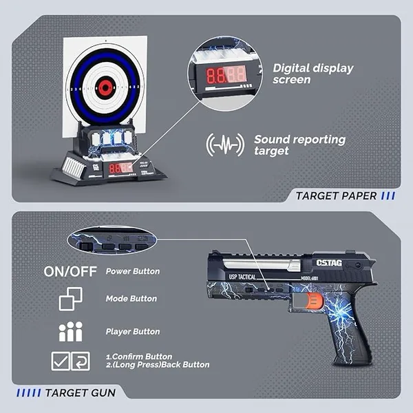 YR339979 AI Smart Target Shooting Gun Set Wiht Electronic Voice Scori