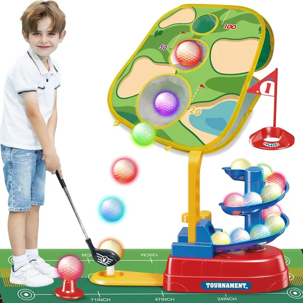 YR303782 Kids Golf Club Set with 20pcs Light-up Plastic Golf Balls an