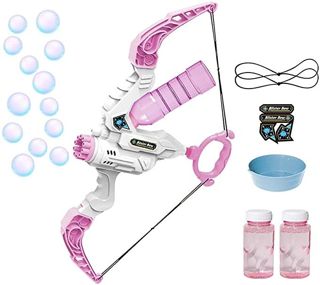 2 in 1Outdoor Wholesale Bubble Launcher Automatic Electric Bow & Arrow Light up Bubble Shooter Gun Toy Bubble Gun Blower for Kid