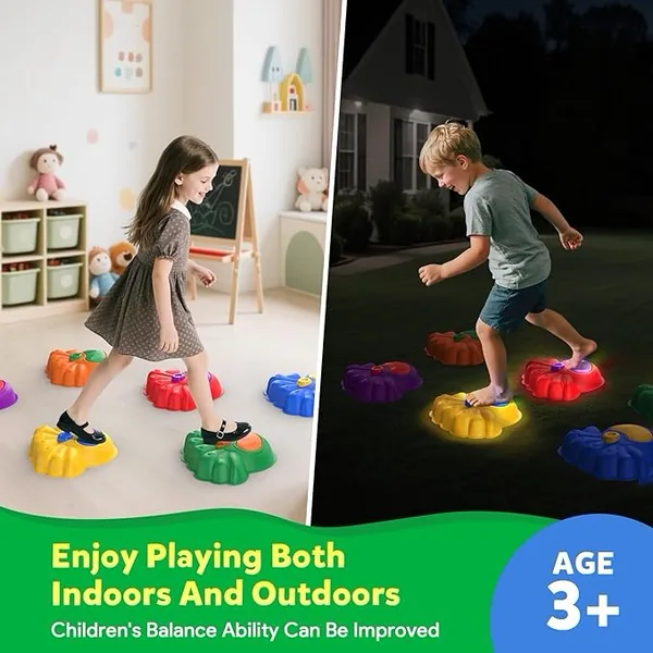 YR337223 Light up Stepping Stones for Kids 6 Pcs Durable Non-Slip Tod