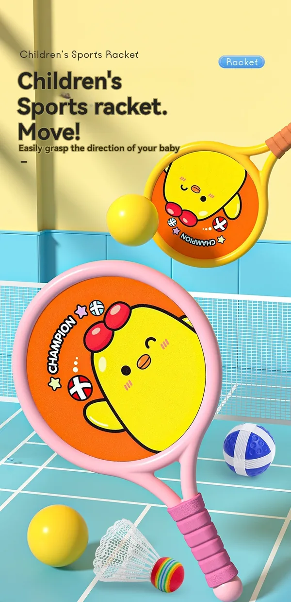 YR307331-Outdoor Toy New Design Animals Style Training Balls Beach Tennis Racket