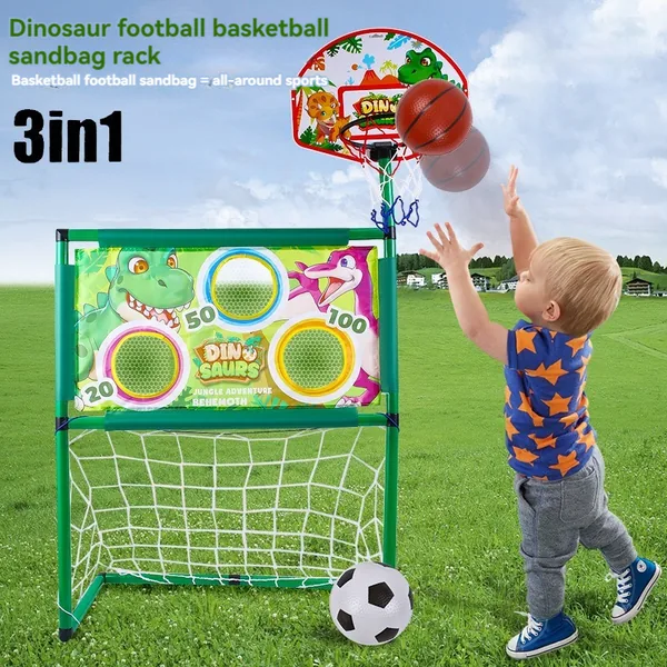 YR304914 3 in 1 Dinosaur Basketball Soccer Plastic Bean Bag Toss Game