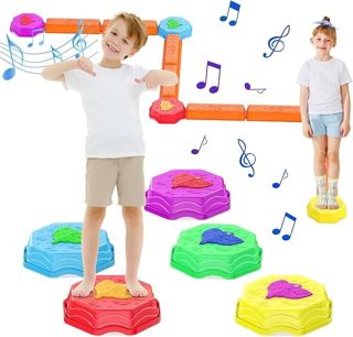 Balance Beams Stepping Stones for Kids 13 Piece Light up Music Jumping Stepping Stones Toddler Indoor or Outdoor Play