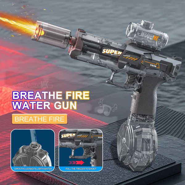 YR321205 Powerful Electric Water Gun Light-up Toys Glowing Silencer A