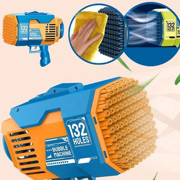 YR256633 Machine Bubble Gun for Kids Toy 132 Holes Automatic Summer O