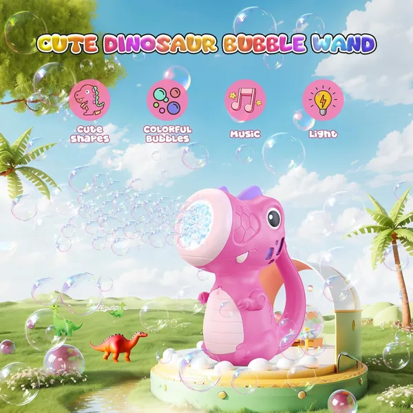 YR290611 Children Plastic Bubbles Maker Automatic Dinosaur Bubble Mac