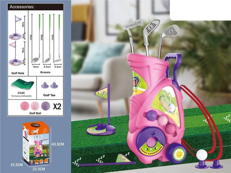 YR305849-Outdoor Toy Outdoor Sport Golf Toy Kids Golf Club Set Golf Cart With Adj